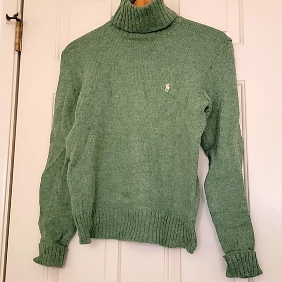 ⭐️Ralph Lauren Purple Label Alpaca Wool Turtleneck Sweater Green Men's Small - Picture 1 of 5